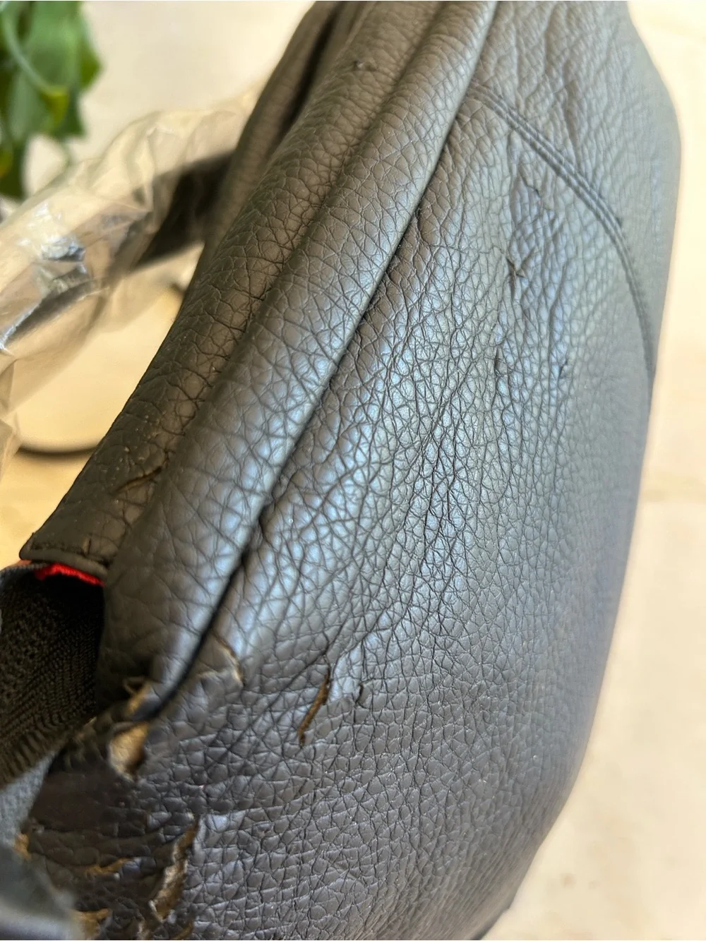 R+J Black Pebbled Leather Shoulder Bag with Multiple Zip Pockets